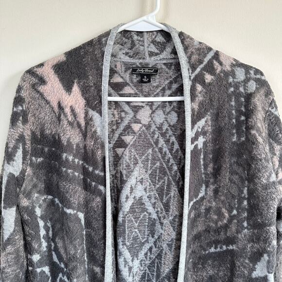 Lucky Brand Fringed Brushed Knit Cardigan Sweater Boho Southwest Open Front S - Picture 2 of 10
